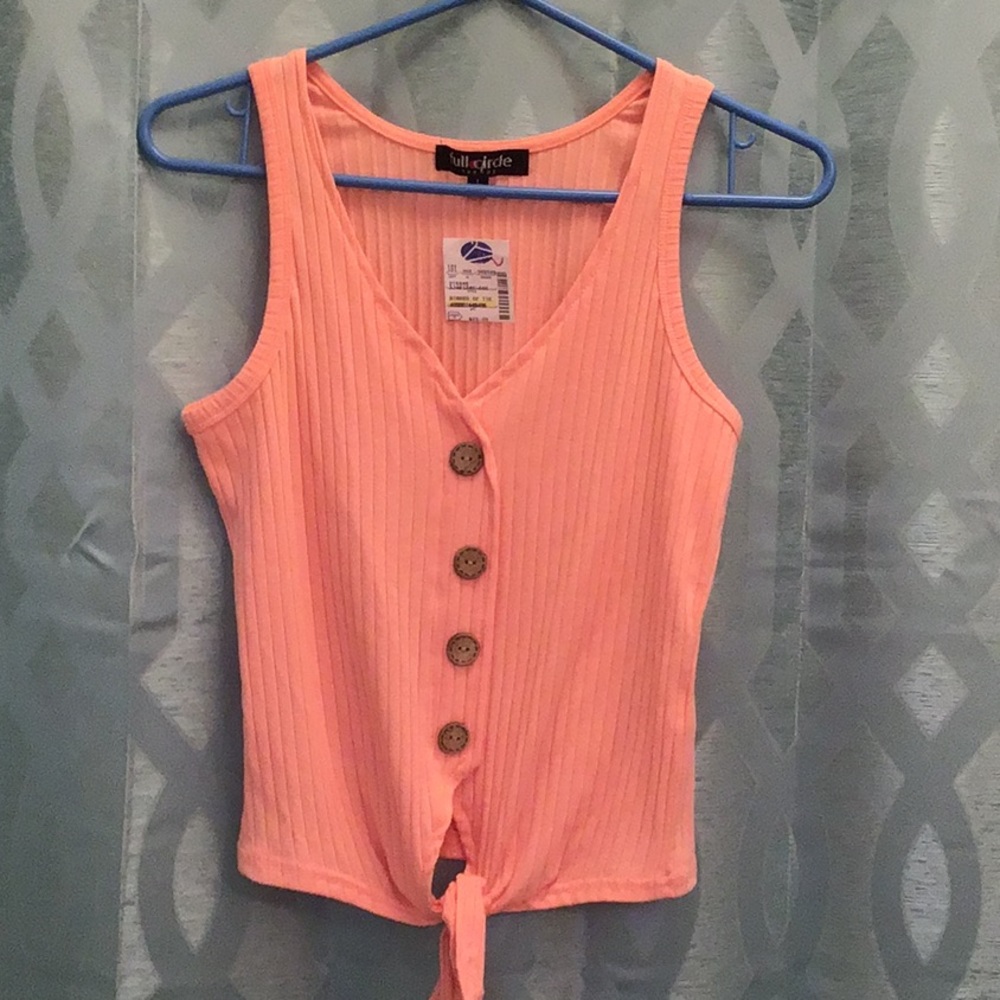 Full Circle size Large ribbed sleeveless top peach
